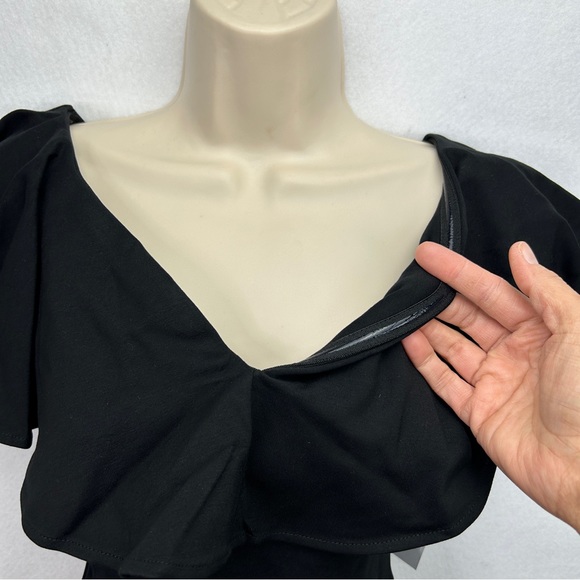 NWT Unique Vintage Black Ruffle Knit Top Size Small/4 - 565 - Picture 6 of 12